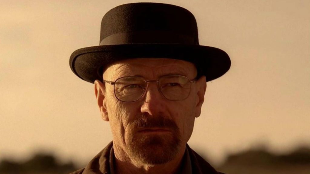 Heisenberg in pork pie hat, stills from Breaking Bad, tv-series.